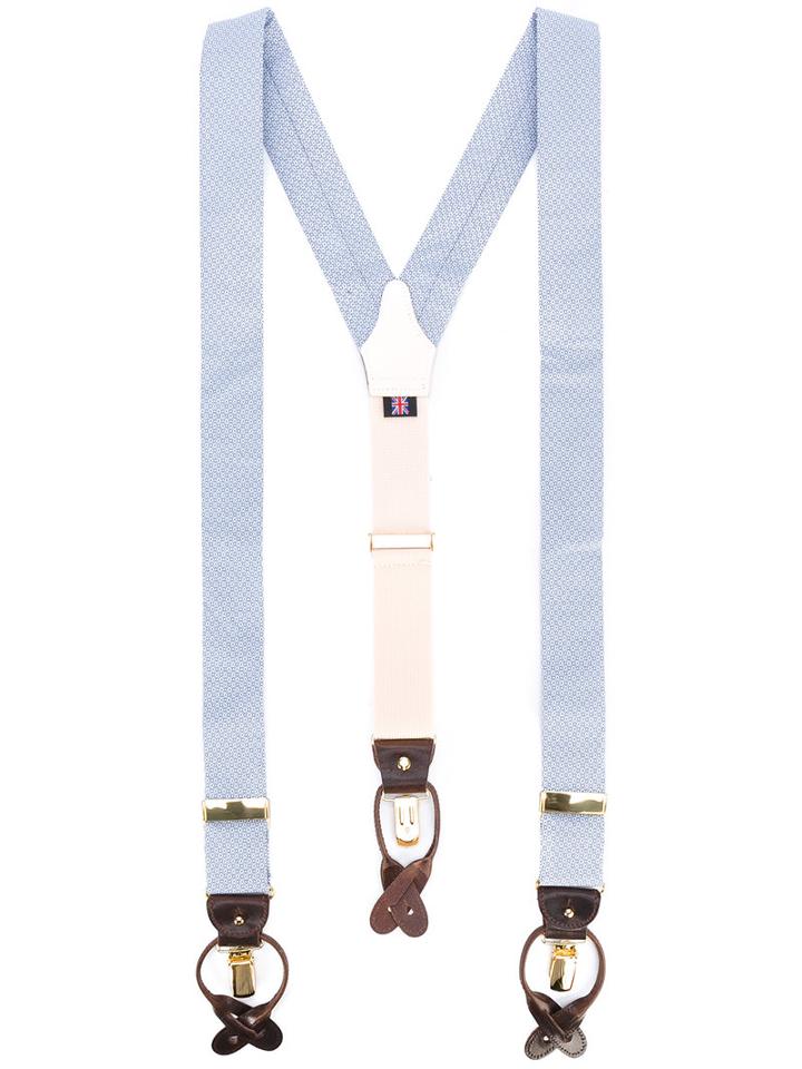 Albert Thurston - Printed Braces - Men - Silk/cotton/leather - One Size, Blue, Silk/cotton/leather