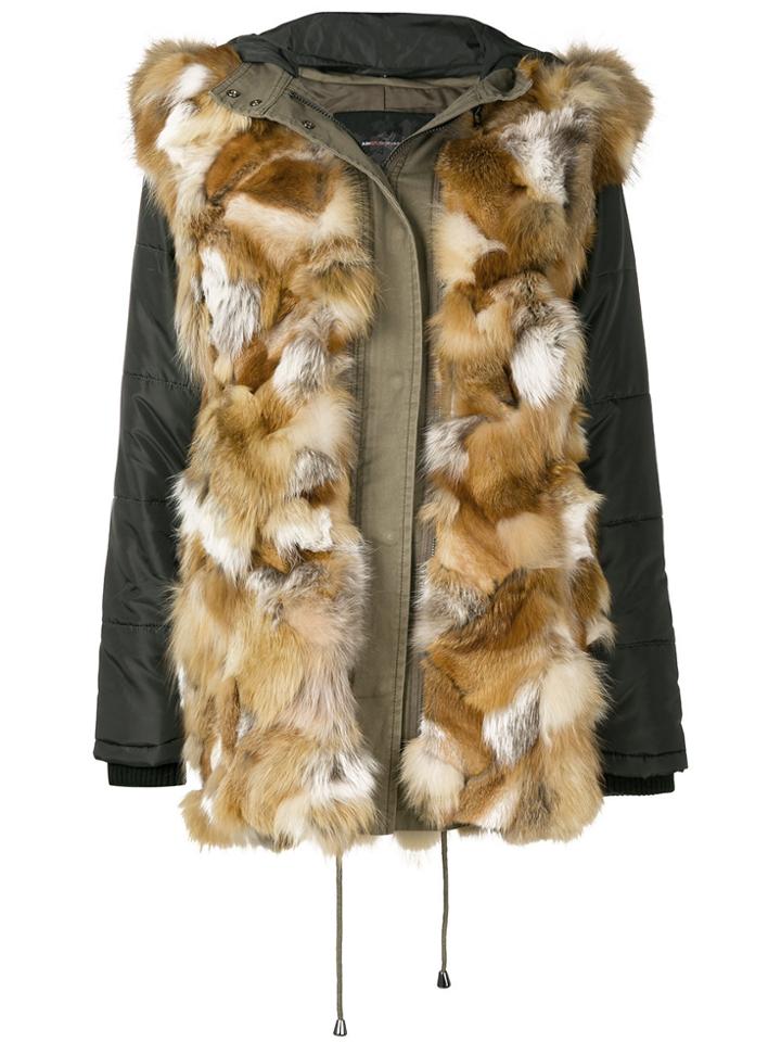 Ash Fur Trim Coat - Brown