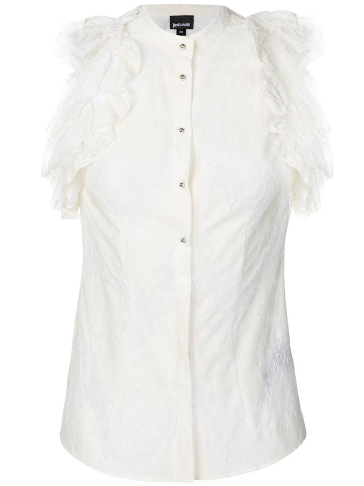 Just Cavalli Ruffle Lace Shirt - White