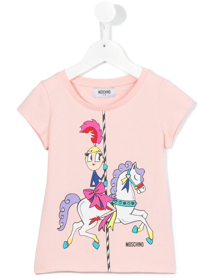 Moschino Kids Carousel Print T-shirt Dress, Girl's, Size: 10 Yrs, Pink/purple