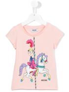 Moschino Kids Carousel Print T-shirt Dress, Girl's, Size: 10 Yrs, Pink/purple