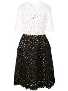 Oscar De La Renta Monochrome Lace Dress - White