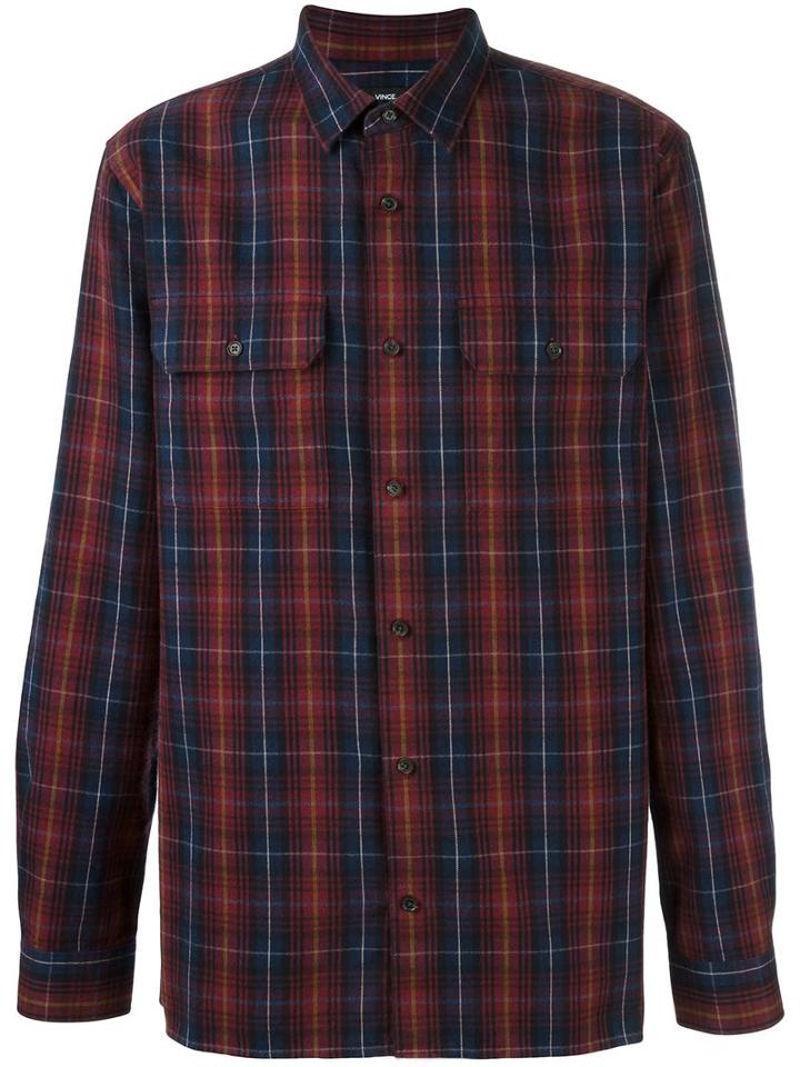 Vince Plaid Shirt, Men's, Size: Medium, Red, Cotton