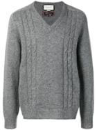Gucci Jacquard Logo Knit Sweater - Grey