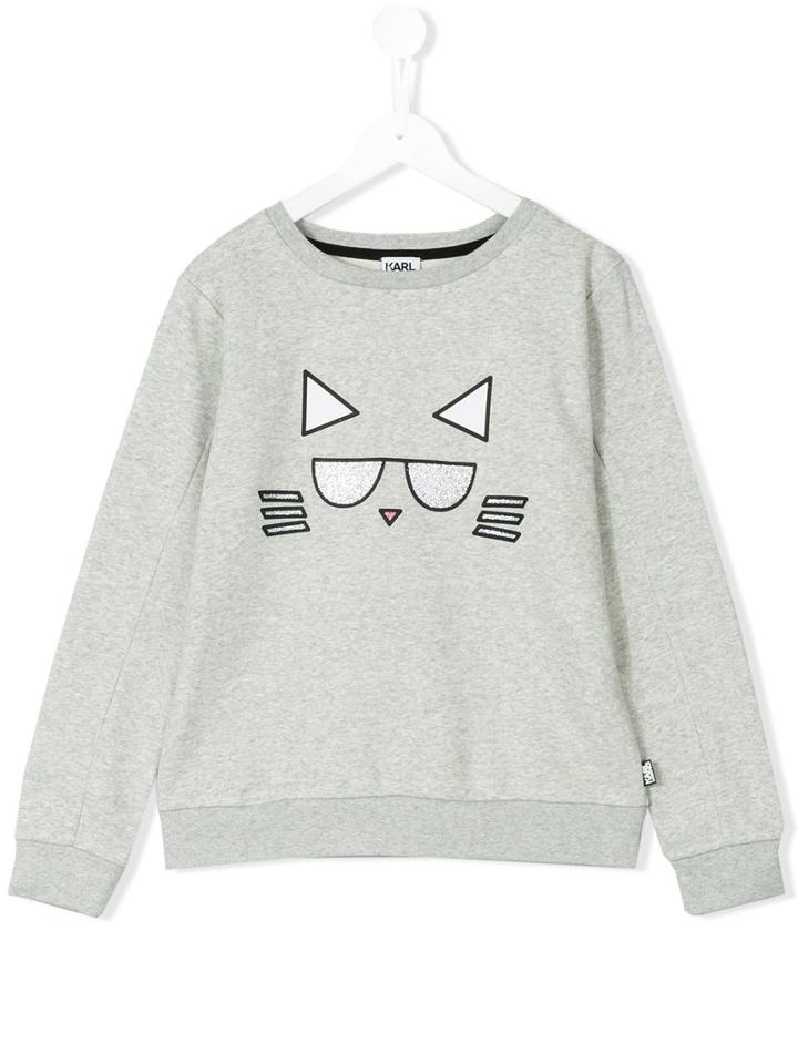 Karl Lagerfeld Kids - Cat Print Sweatshirt - Kids - Cotton/polyester - 14 Yrs, Grey