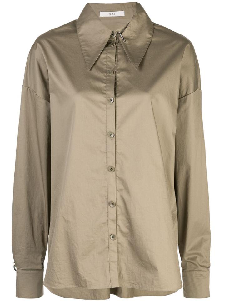 Tibi Tech Poplin Shirt With Detached Collar - Neutrals
