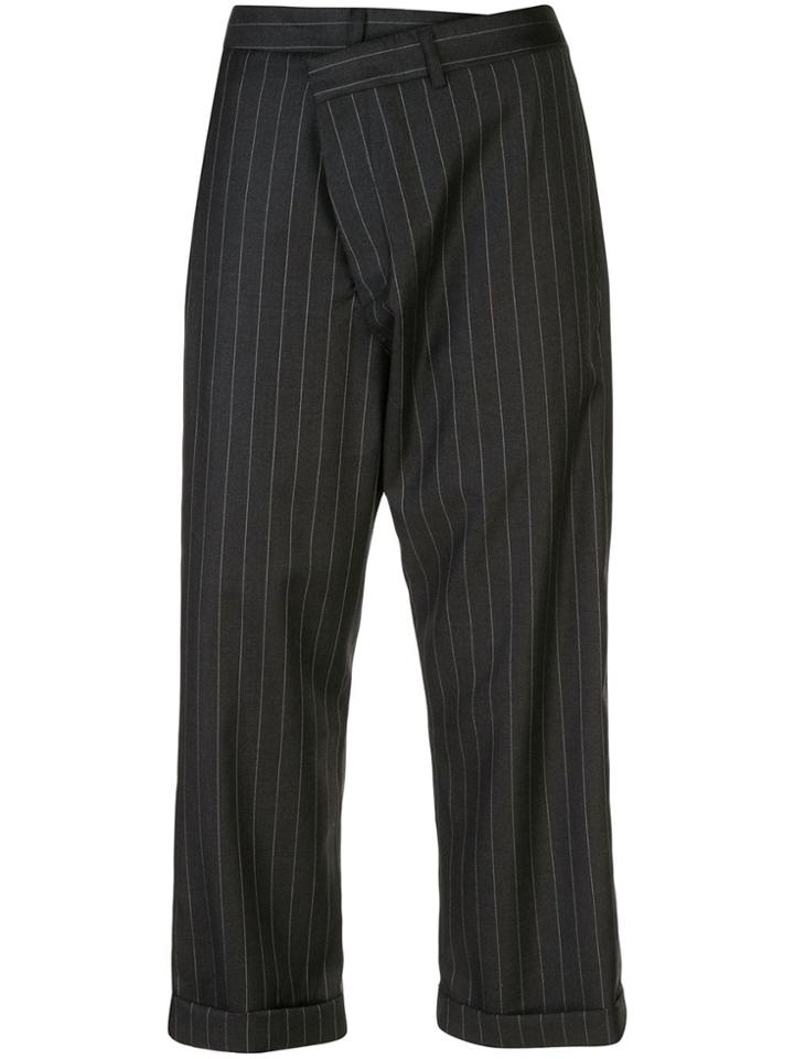 R13 Pinstripe Cropped Trousers - Black