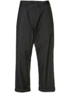 R13 Pinstripe Cropped Trousers - Black