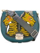 Furla Club S Crossbody Bag, Women's, Blue, Calf Leather/metallic Fibre