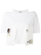 Aalto - Cut-out Shoulders Cropped T-shirt - Women - Cotton/spandex/elastane/viscose - 42, White, Cotton/spandex/elastane/viscose