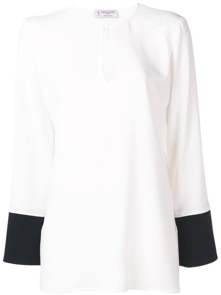 Alberto Biani Contrast Cuffs Blouse - White