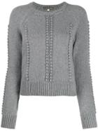 Alexa Chung Cropped Bobble Knit Jumper - Grey