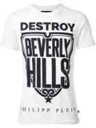 Philipp Plein Destroy Beverly Hills Printed T-shirt, Men's, Size: Large, White, Cotton