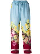 Blugirl Floral Print Trousers, Women's, Size: 42, Blue, Silk