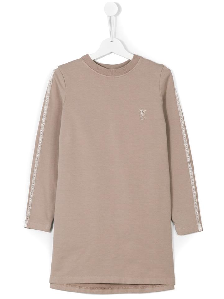 European Culture Kids Long Sleeved T-shirt Dress - Nude & Neutrals