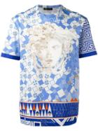 Versace Medusa Print T-shirt, Men's, Size: Xl, Blue, Cotton