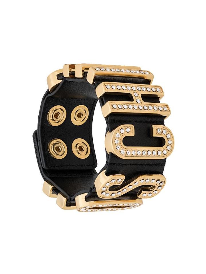 Moschino Logo Plaque Bangle Bracelet - Gold