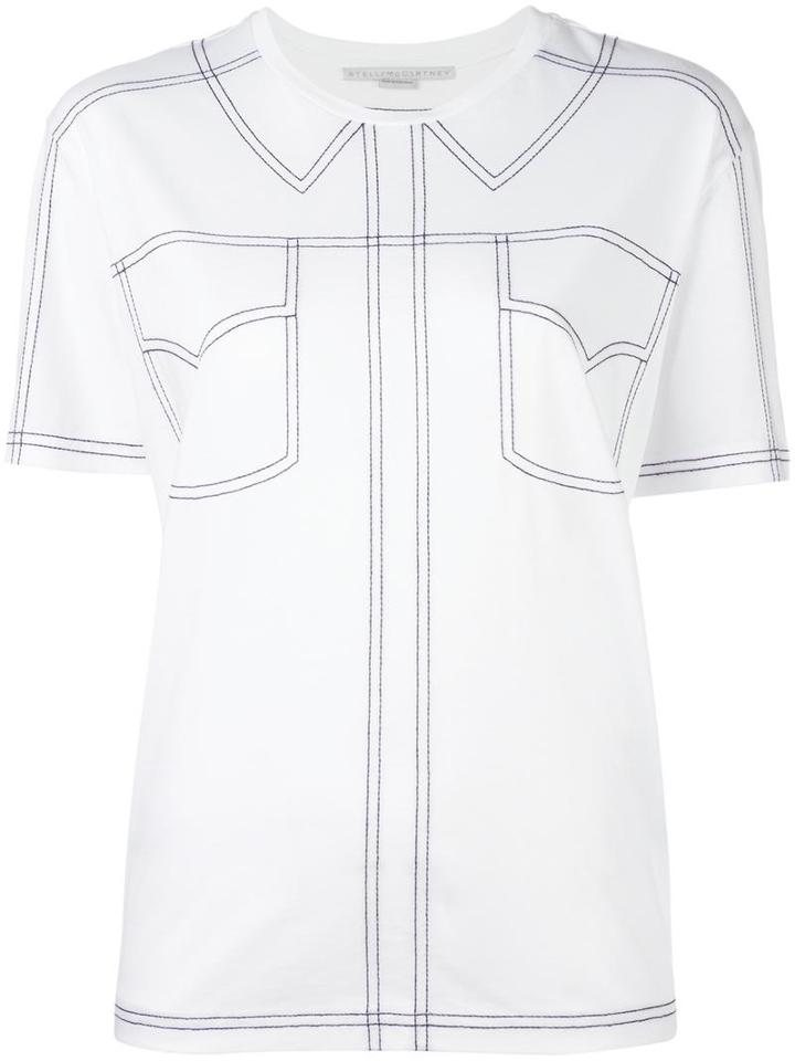 Stella Mccartney Embroidered Shirt Detail T-shirt, Women's, Size: 40, White, Cotton/polyester