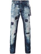 Philipp Plein 'string' Super Straight-cut Jeans, Men's, Size: 34, Blue, Cotton/spandex/elastane/polyester