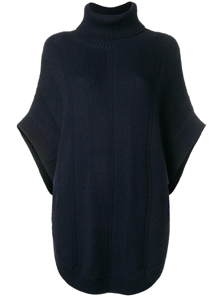 N.peal Polo Neck Poncho - Blue