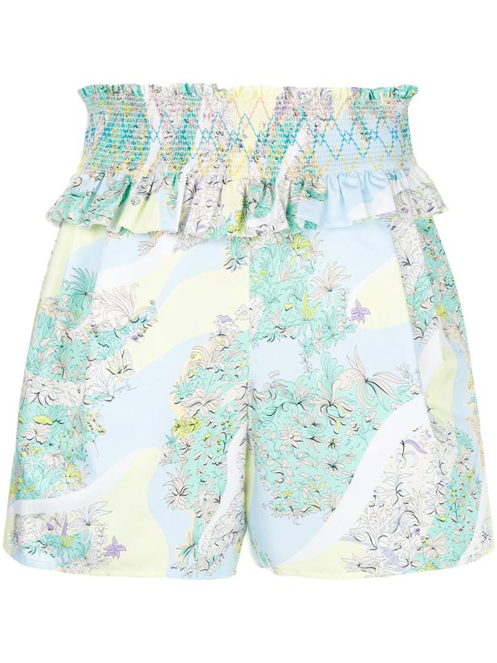 Emilio Pucci Ruffled Floral Shorts - Multicolour