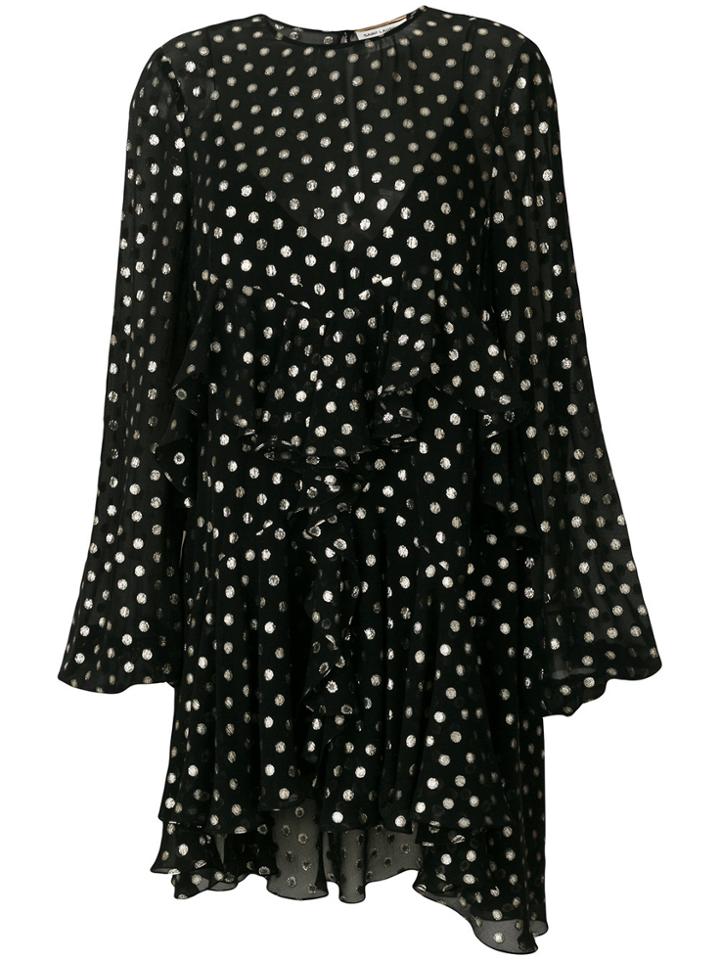 Saint Laurent Metallic Polka Dot Dress - Black