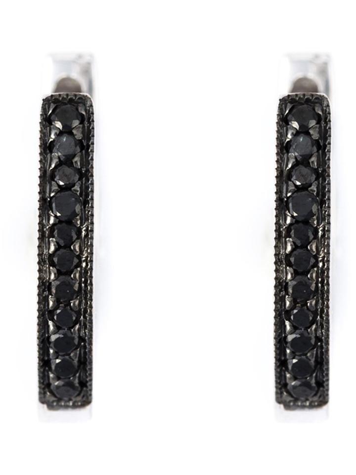 Wouters & Hendrix Gold Black Diamond Hoop Earrings, Women's, Metallic, Gold/diamond