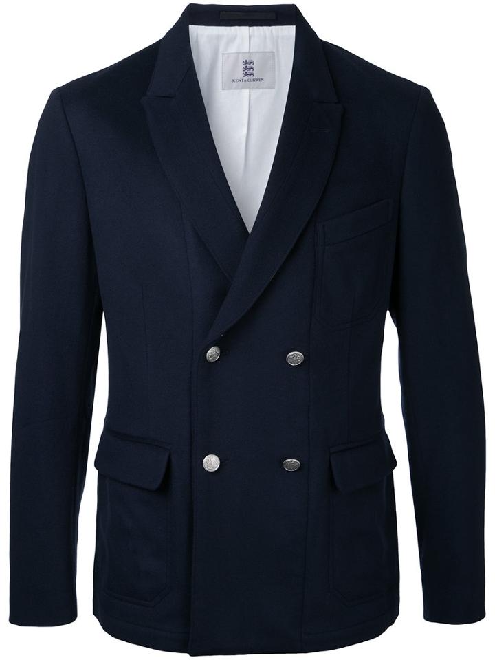 Double Breasted Blazer - Men - Polyamide/virgin Wool - 52, Blue, Polyamide/virgin Wool, Kent & Curwen