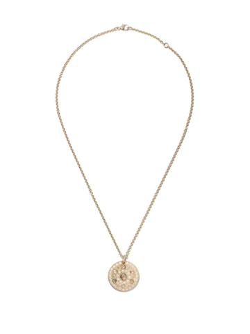 De Beers 18kt Yellow Gold Talisman Medal Diamond Pendant Necklace