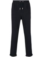 Eleventy - Pinstriped Drawstring Trousers - Men - Virgin Wool/cotton - M, Blue, Virgin Wool/cotton