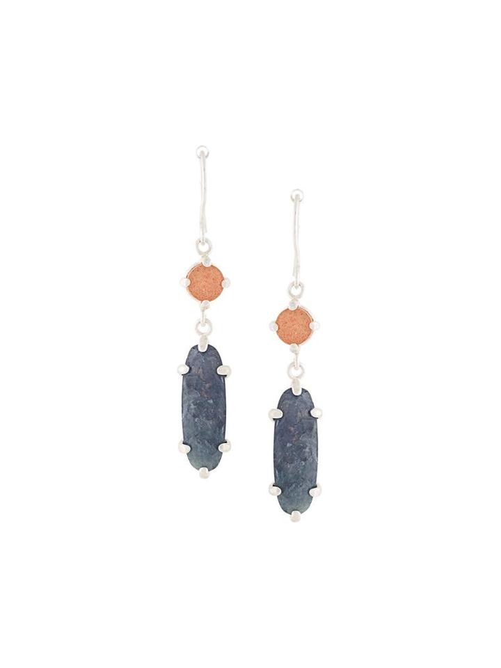 Wouters & Hendrix 'my Favourite' Sunstone And Iolite Earrings, Women's, Metallic