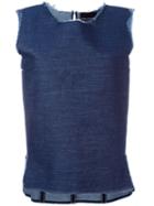 Erika Cavallini 'deval' Frayed Denim Sleeveless Tank, Women's, Size: 44, Blue, Cotton/spandex/elastane
