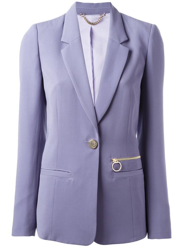 Versace Jeans One Button Blazer, Women's, Size: 40, Pink/purple, Polyester