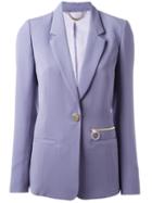 Versace Jeans One Button Blazer, Women's, Size: 40, Pink/purple, Polyester