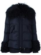 Moncler 'amelie' Quilted Jacket, Women's, Size: 1, Blue, Cotton/feather Down/polyamide/lamb Fur