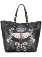 Red Valentino Dragonfly Print Tote - Black