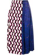 Marni Printed Pleated Midi Skirt - Blue