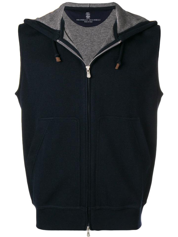 Brunello Cucinelli Sleeveless Hoody - Blue
