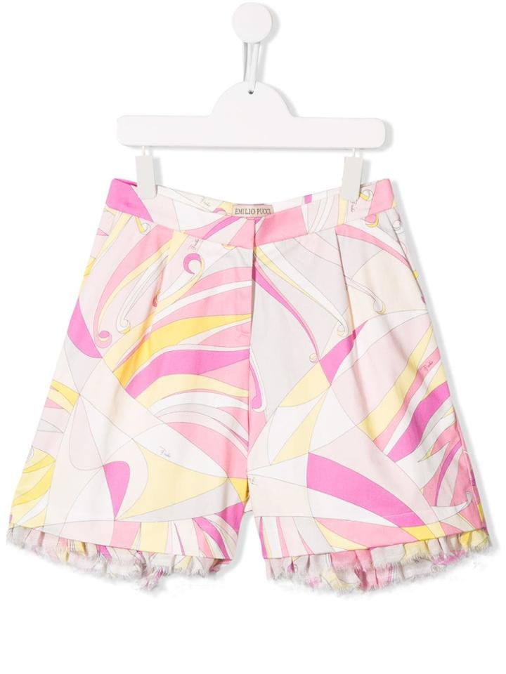 Emilio Pucci Junior Teen Abstract Print Shorts - Pink