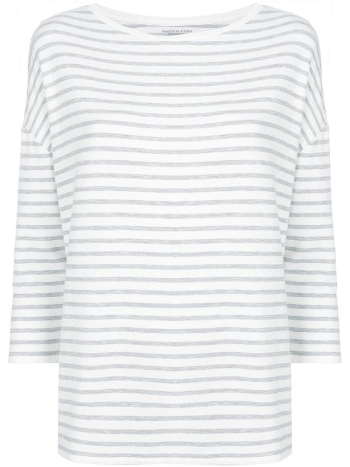 Majestic Filatures Striped Fitted Sweater - White