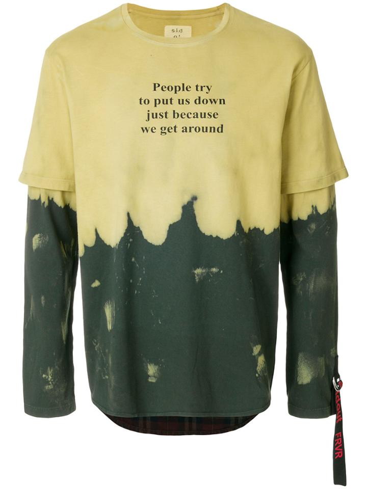 Sold Out Frvr Layered Sleeve Quote T-shirt - Yellow & Orange