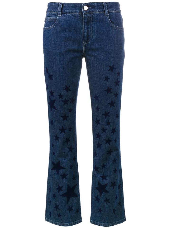 Stella Mccartney Kick Flare Star Printed Jeans - Blue