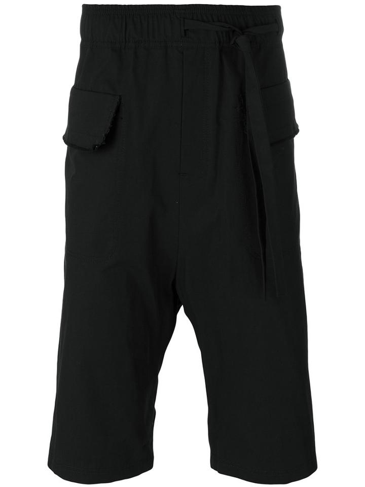 Damir Doma - Raw Hem Drop Crotch Shorts - Men - Cotton/polyamide - S, Black, Cotton/polyamide