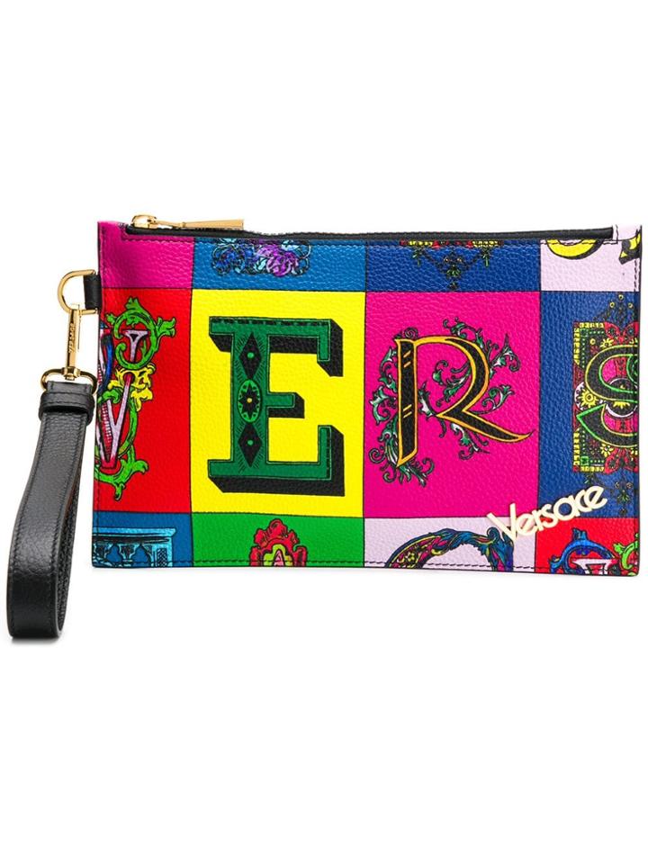 Versace Alphabet Print Pouch - Blue