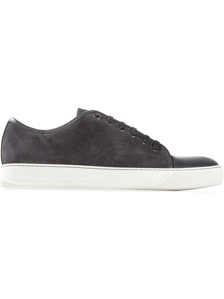Lanvin Toe Cap Sneakers, Men's, Size: 6, Grey, Calf Leather/rubber
