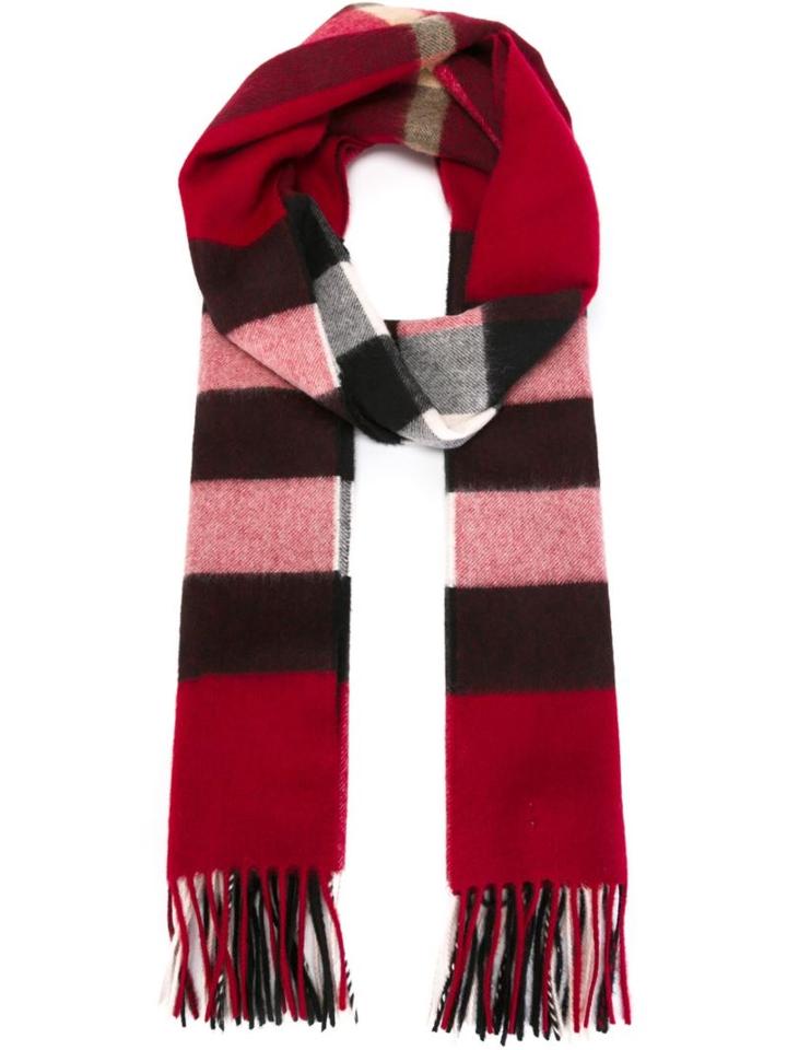 Burberry Checked Scarf, Women's, Red, Cashmere
