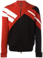 Neil Barrett - Striped Sleeve Bomber Jacket - Men - Cotton/polyurethane/spandex/elastane/viscose - M, Red, Cotton/polyurethane/spandex/elastane/viscose