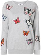 Quantum Courage Embroidered Butterfly Sweatshirt - Grey