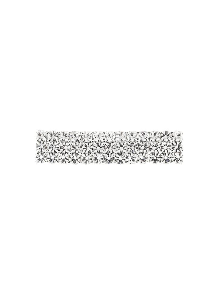 Alessandra Rich Crystal Bar Brooch - Metallic