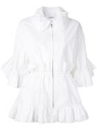 Goen.j Three-quarters Sleeve Ruffled Jacket, Women's, Size: Small, White, Cotton/nylon